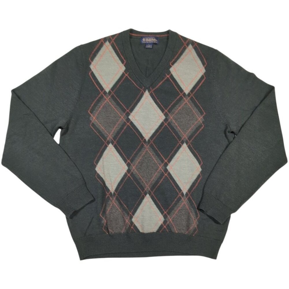 Brooks Brothers Argyle Sweater Mens Large Academia Preppy 100% Merino‎ Wool